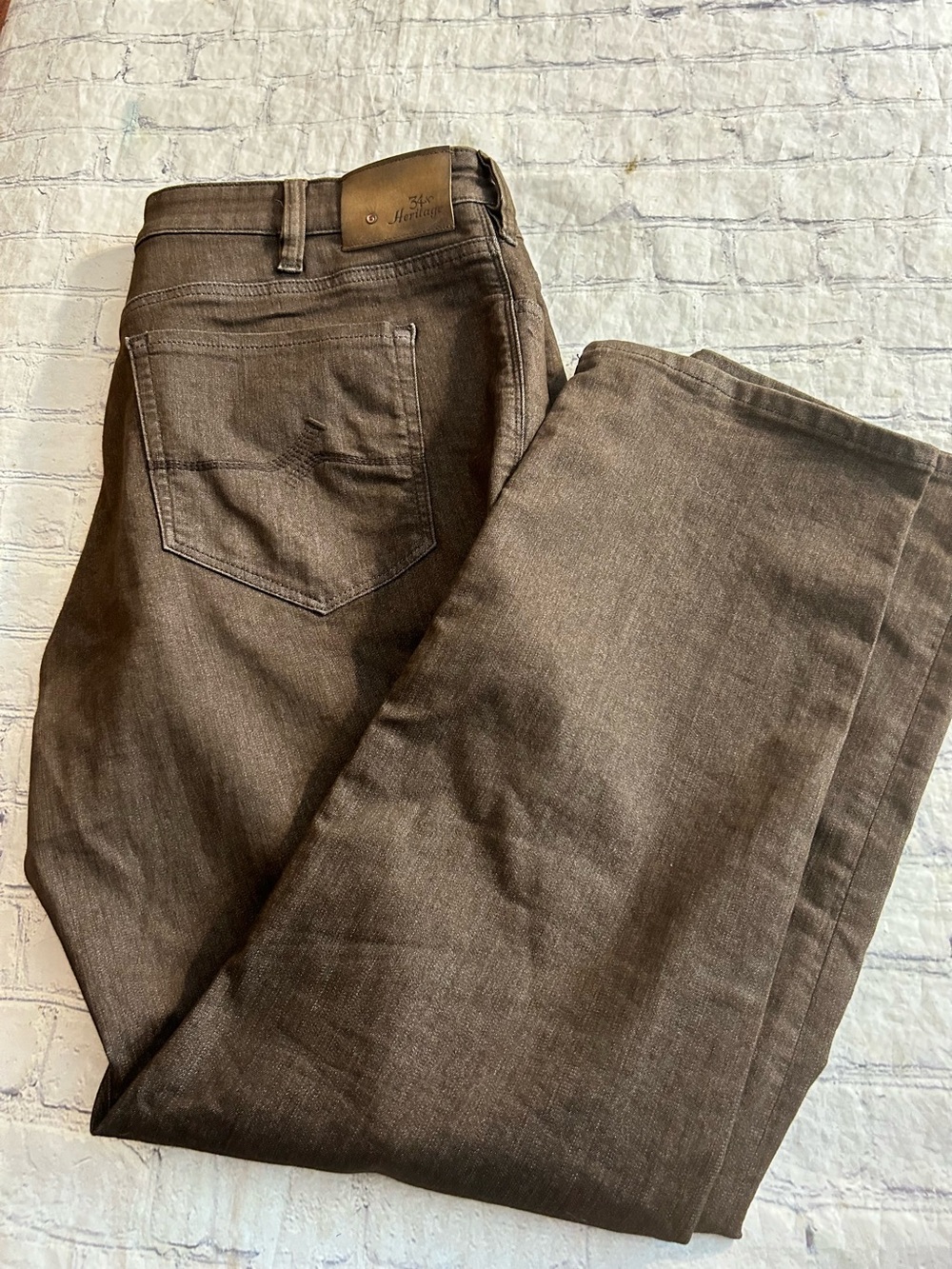 34 HERITAGE CHARISMA COMFORT-RIST,CLASSIC MENS BROWN COTTON BLEND JEANS 42/30